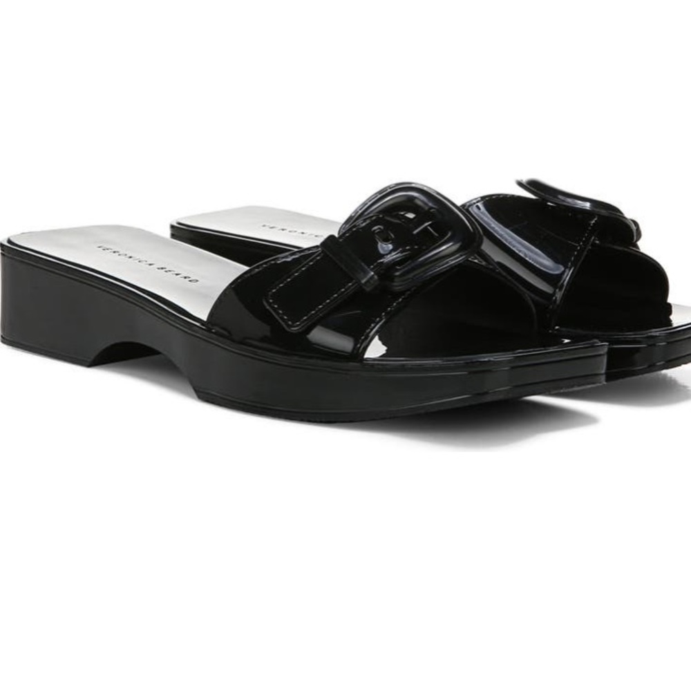 Veronica Beard Black Davina Pantent Slip-ons, black Size 8